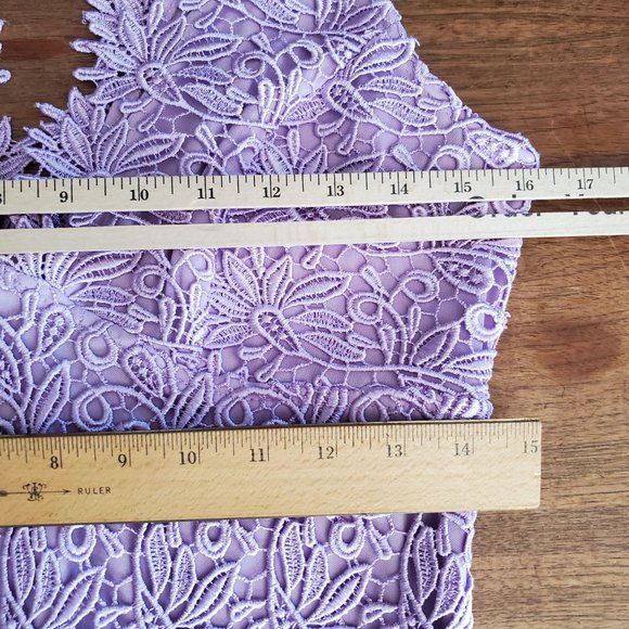 Rubber Ducky Lavender Tatting Lace Sleeveless V Neck Sheath Dress - Picture 8 of 11